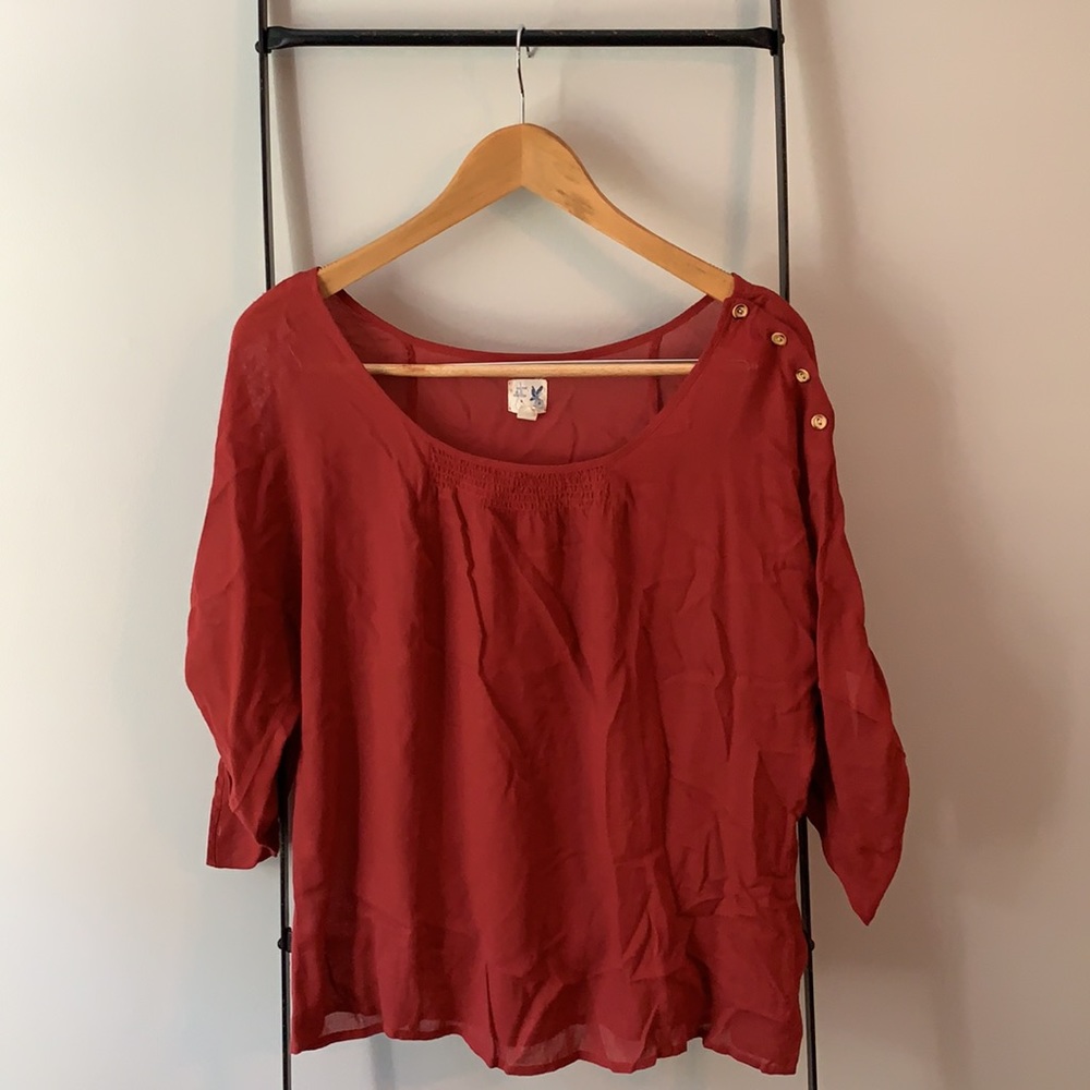 Anthropologie Red Pullover Top